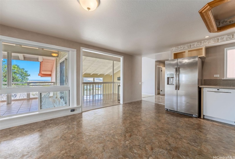 From the kitchen pointing to the dining area.