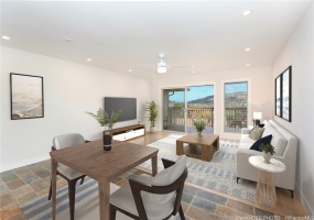 Expansive Dining and Living area overlooking Enchanted Lake.  Enhanced.