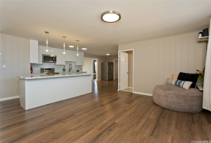 Open concept kitchen/living space