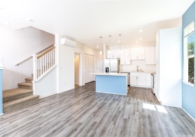 Downstairs area - living room, kitchen and half bath