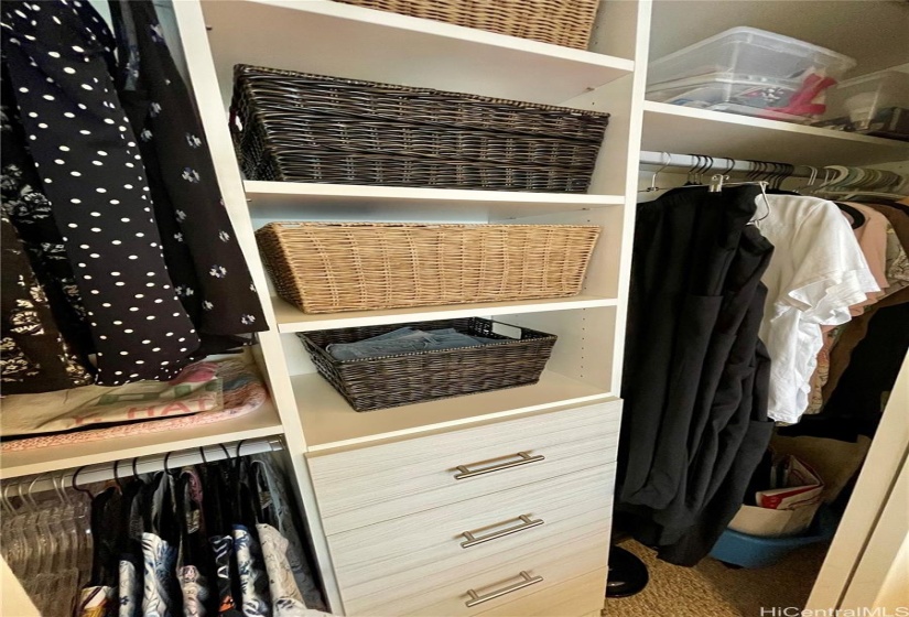 Built-in bedroom closet organizer