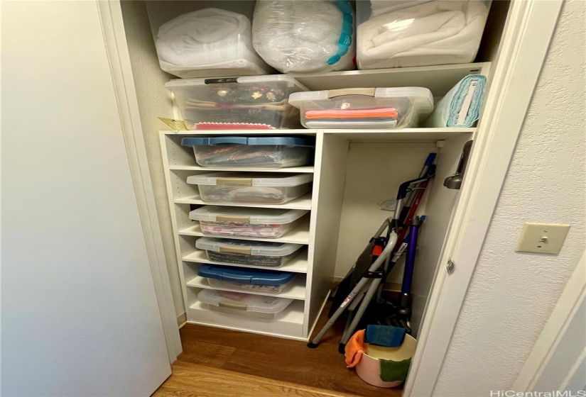 Built-in utility closet organizer