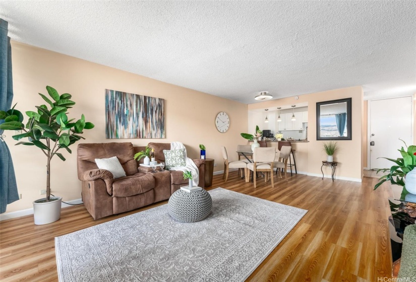 Large, open living and dining room