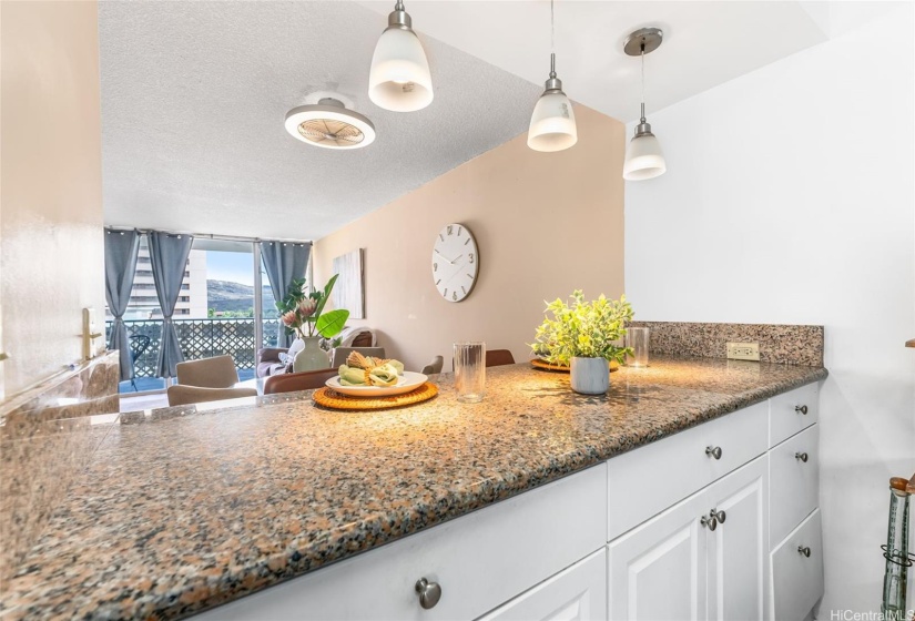 Open kitchen and breakfast bar