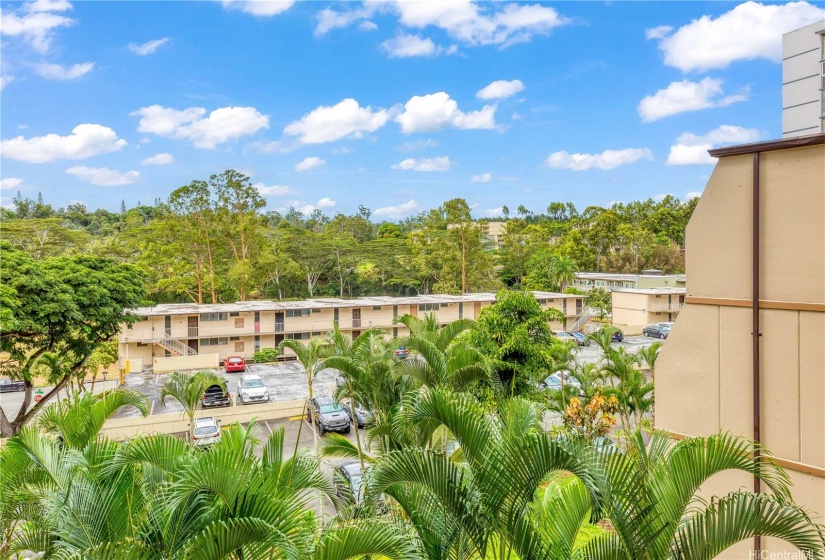 View of the top of parking structure from the building