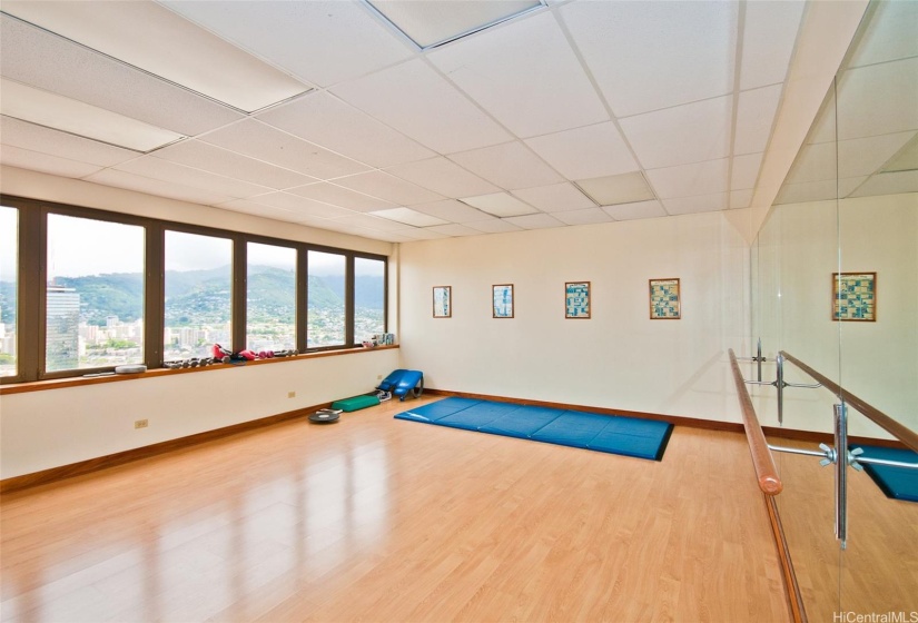 Yoga/fitness room near the pool