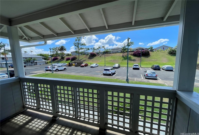 The parking stall (#10F) is visible from the lanai.