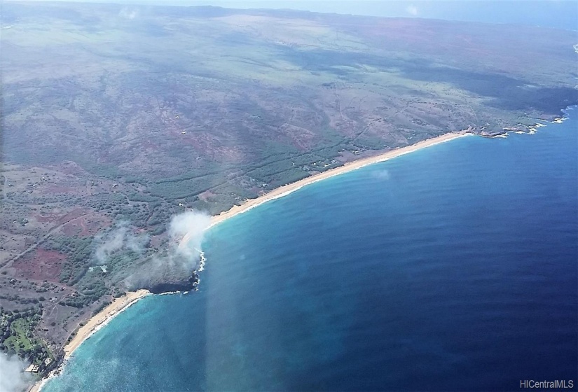 Aerial over the breathtaking beaches on the west end of Molokai