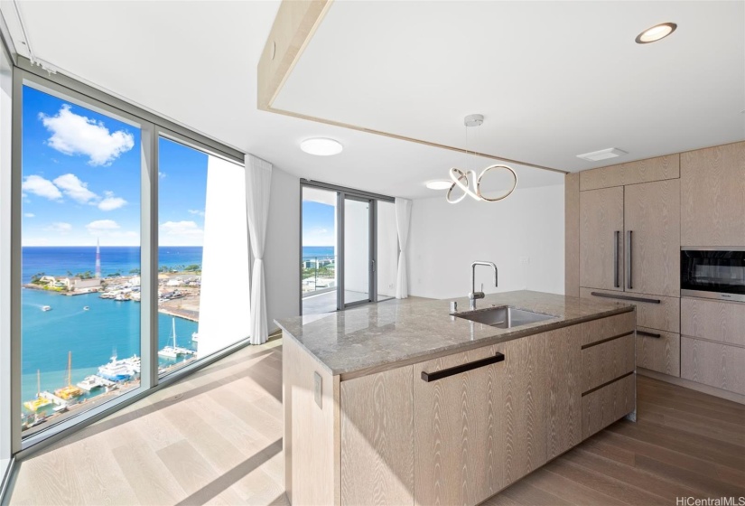 Panoramic ocean view from the Living Room and Kitchen