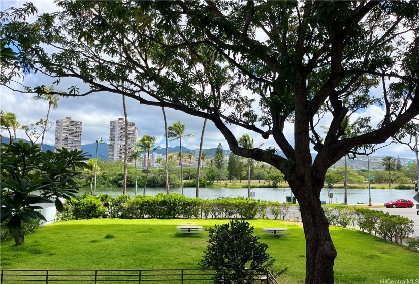 View of private park on grounds.