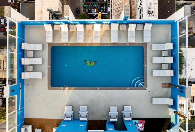 Birds eye view of swimming pool