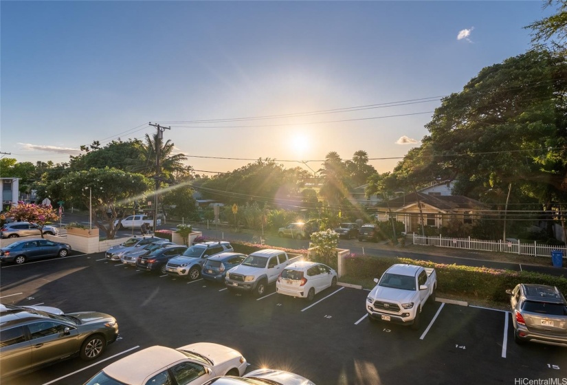 You can see the parking stall from the lanai.