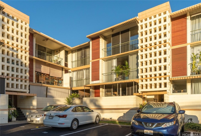 Unit is on second floor, with the palms on lanai.