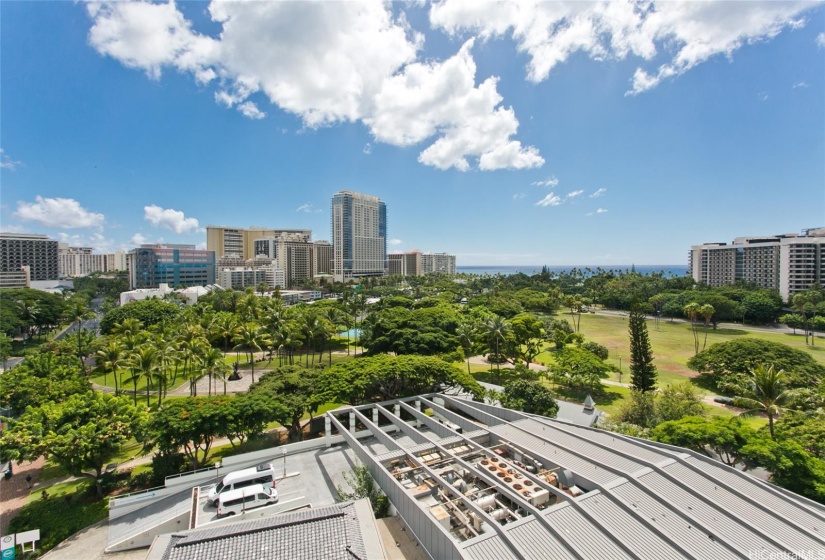 View from lanai toward the Fort Derussy park.