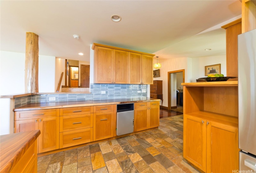 Spacious Kitchen with custom Acacia counter tops