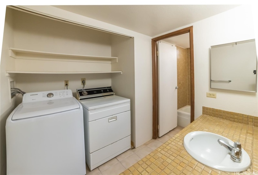 Bathroom 2 & Laundry with full-size Washer & Dryer