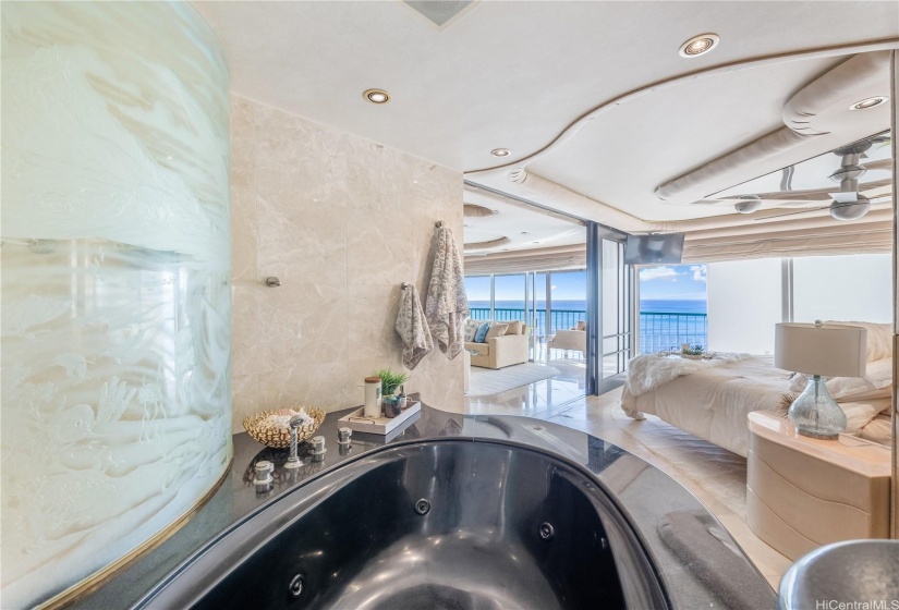 View of the Ocean while Occupying Your Luxurious Jacuzzi Tub for a Soak!