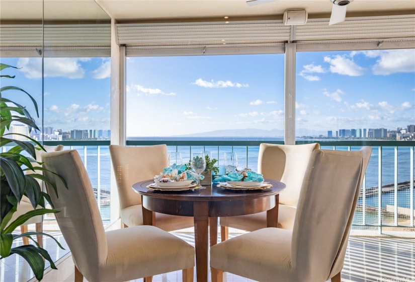 Whether having your Morning Coffee here or taking in the Sunset from this Strategically Perfect angle to the Friday Fireworks... it's always the right time to enjoy your extra large covered lanai!