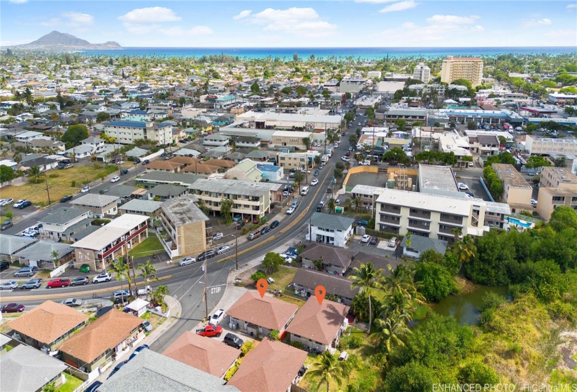 A2 zoned 6,000sq ft lot with two duplexes (4 units total) just a few blocks away from Kailua town. Enhanced.