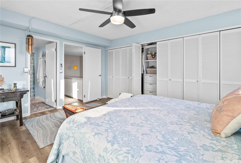 The primary bedroom includes spacious closets with convenient built-in storage.