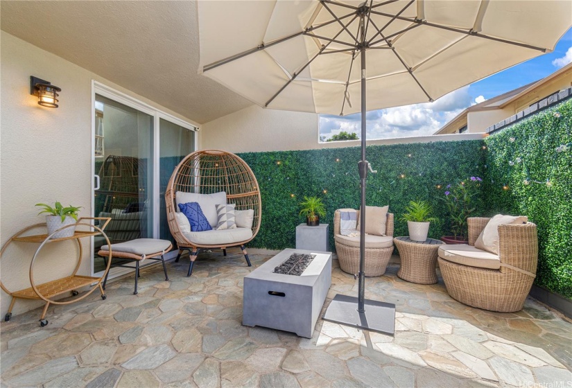 Large open front patio.