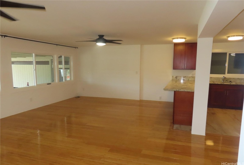 Living room area near kitchen