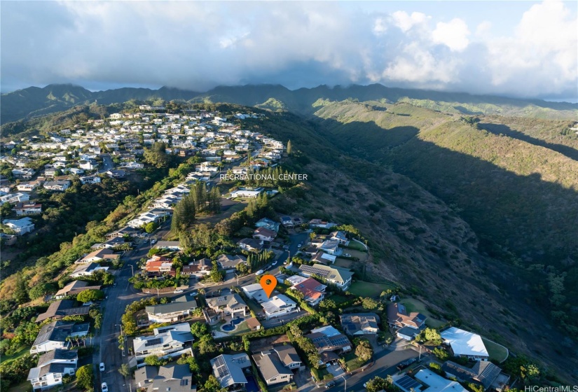 High up in Waialae Nui Ridge, has access to community center. Off Halekoa Dr. Ahaku Pl is a nice wide street, quiet and limited traffic