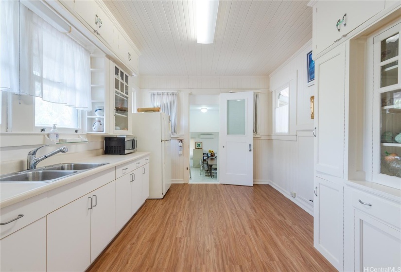 Kitchen with lots of built-in cabinets