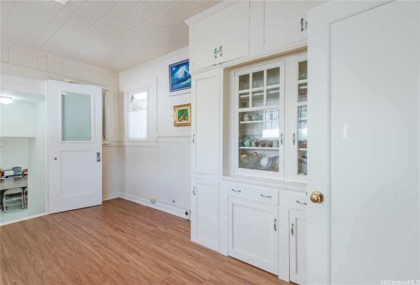 Kitchen with lots of built-in cabinets