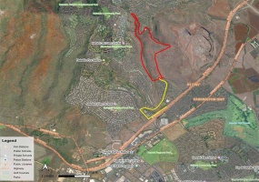 The property, outlined in red, is located on the lower slopes of Makakilo, minutes from the center of Kapolei.