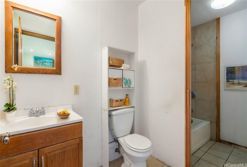 one of 3.5 bathrooms virtual staged