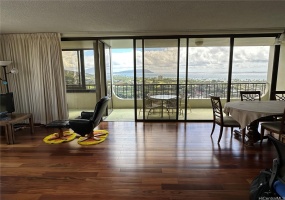 Living & Dining area with spectacular views of Kahala to Koko Head, and the ocean