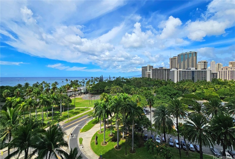 Again, this is the view you can enjoy everyday from your room. You can see Hale Koa Hotel and Hilton Hawaiian Village.