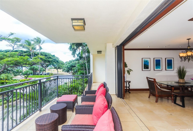 Large lanai with sliding doors