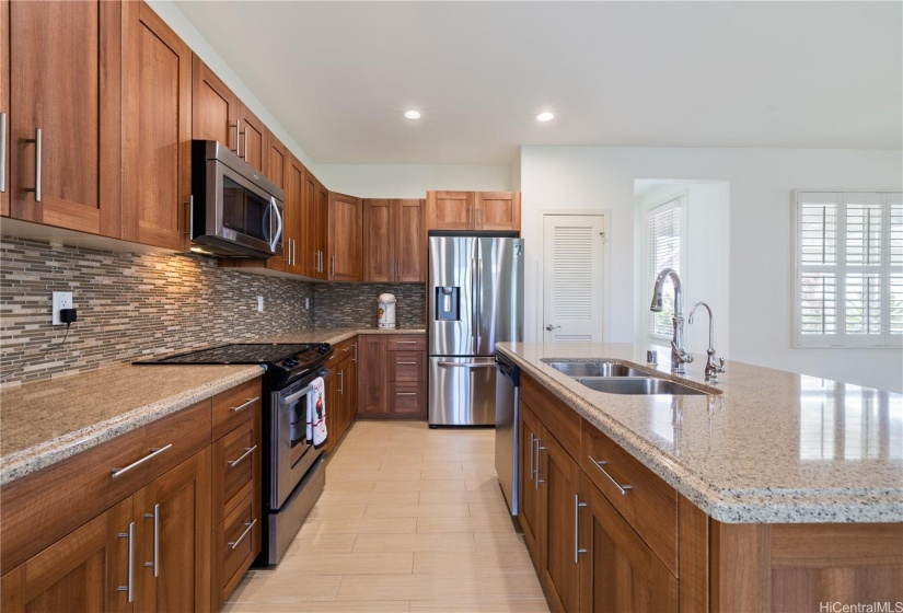 The kitchen has lots of storage space