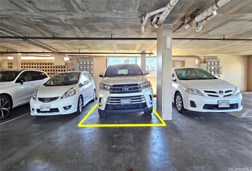 Covered and secured parking stall