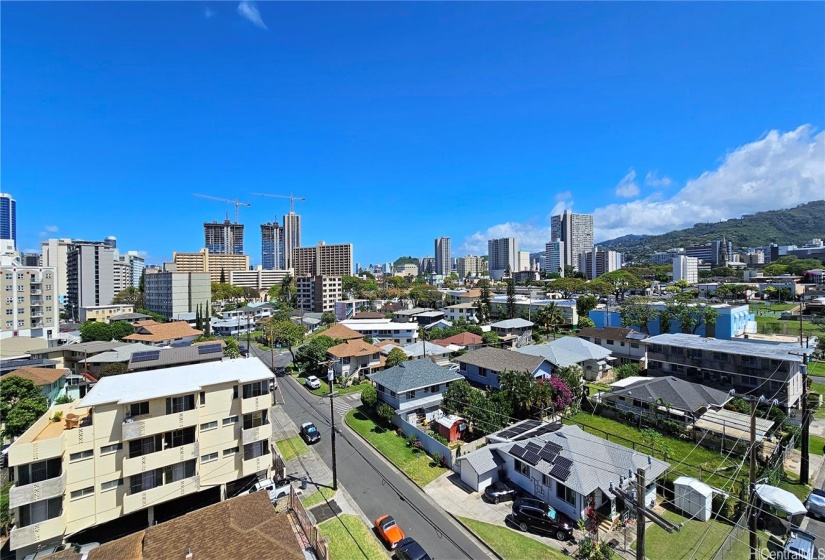 City and mountain view from the lanai