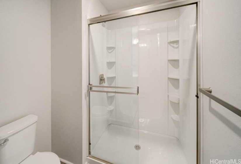 Walk-in shower in primary bathroom