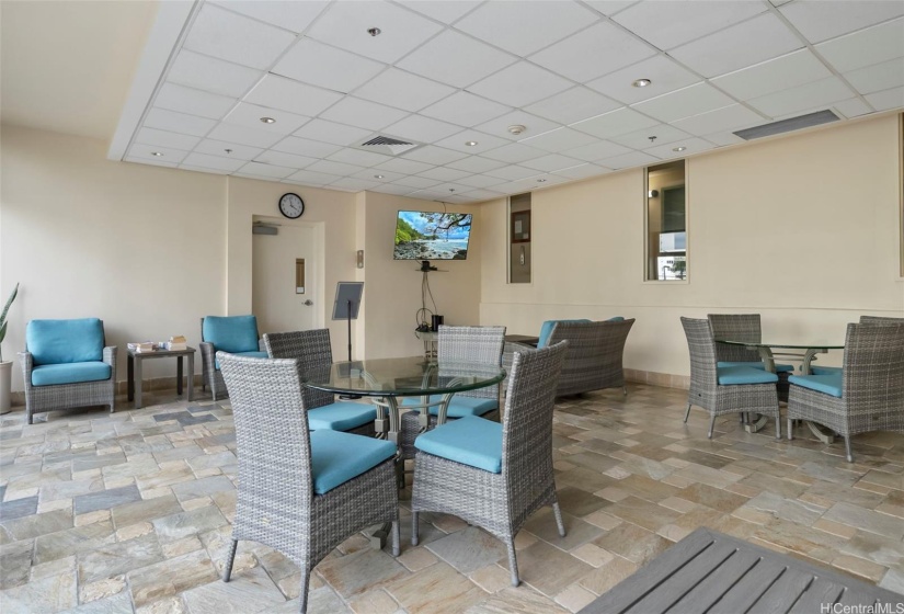 Entertain guests at the Indoor rec/meeting area.