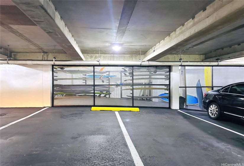 SURF RACKS SECURE 1st FLOOR PARKING AREA