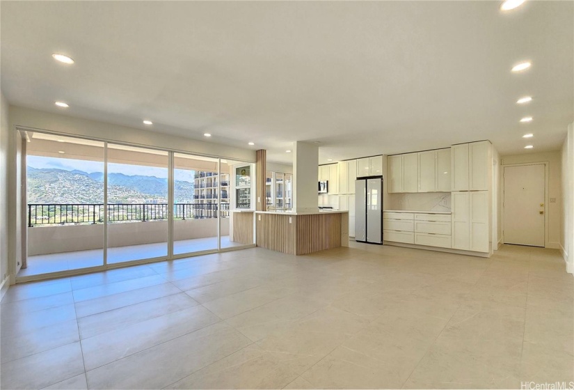 Large living room and open kitchen floor plan