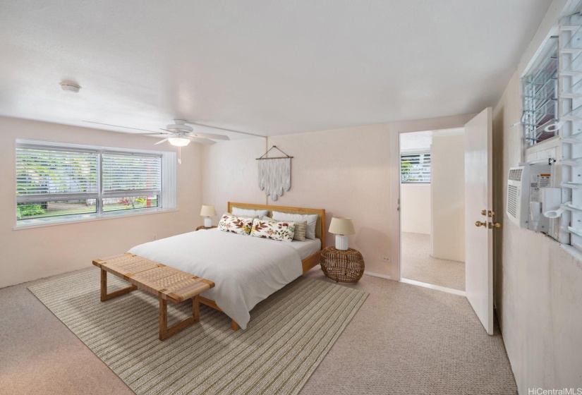 Primary bedroom feels spacious with a bonus room next door. Virtually Staged.