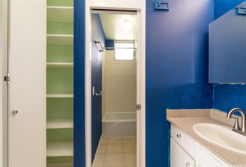 Large closet near the vanity is perfect for towels and linens!