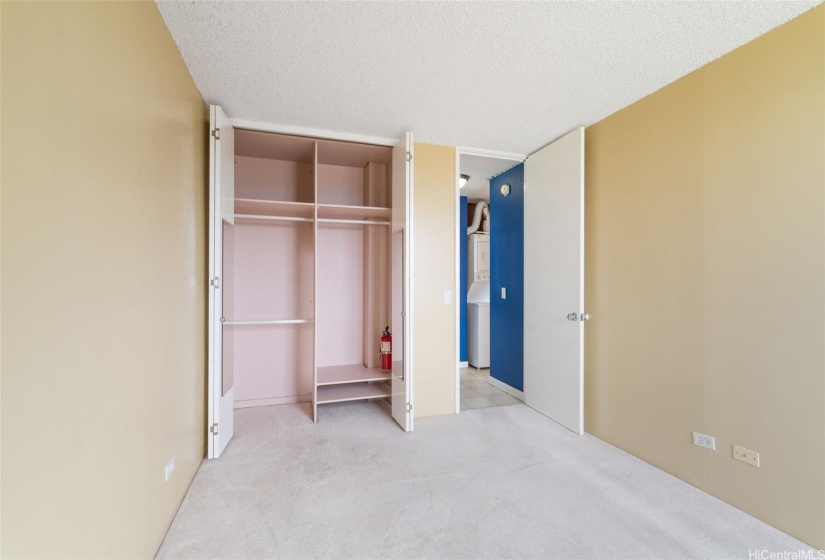 The spacious bedroom closet has lots of hanging and storage space!