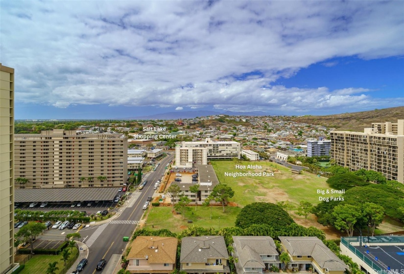 Enjoy city, mountain, and sunset views from your new home!  Hoa Aloha Park includes a playground set, picnic tables and benches, bathrooms, and big & small dog parks.  Salt Lake Shopping Center is 3 blocks away with anchor stores Safeway and Longs Drugs and 23 other dining, shopping, and professional services businesses - https://www.saltlakeshoppingcenter.com/