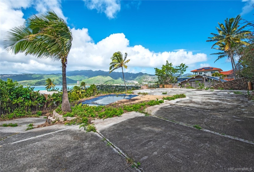 Looking toward the marina and mountain.