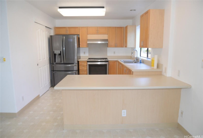 View of kitchen from family room
