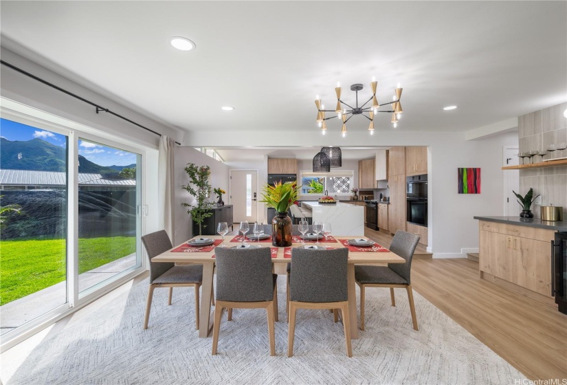 Take in the Views of the Ko’olau Mountains in your Spacious Dining Area withopen concept bar area & wine chiller strategically placed for prioritizing the parties,gatherings & quality time enjoying making meals & memories here in your home!