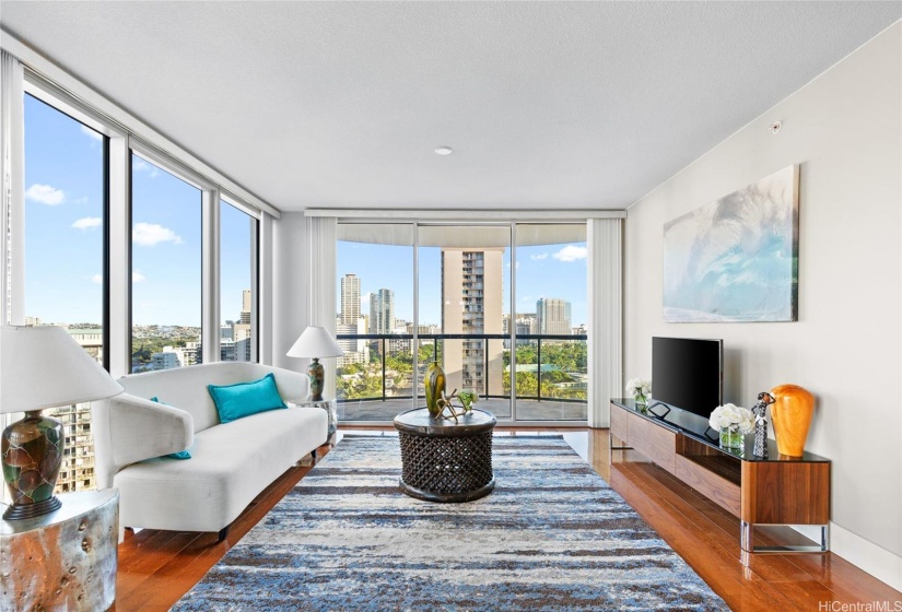 Amazing view of Waikiki from the living room.