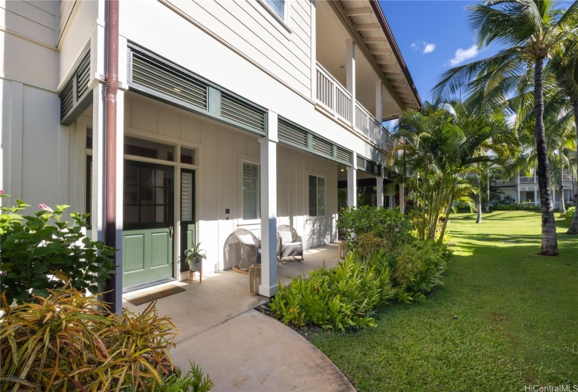 Entrance to the two-story home, with the pool just towards the right side (out of frame)